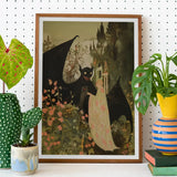 Home Sweet - Creepy Cute Demon Art Print / Canvas Framed Artwork Black-winged Creature Eyes Patterned Garment Set, Pastel Goth Priory, Lush