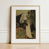 Home Sweet - Creepy Cute Demon Art Print / Canvas Framed Whimsical Illustration Black Dragon Eyes, Pastel Goth Priory, Lush Shadows Prints