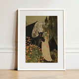 Home Sweet - Creepy Cute Demon Art Print / Canvas White-framed Artwork Black Dragon Eyes Wings Figure Ornate, Pastel Goth Priory, Lush