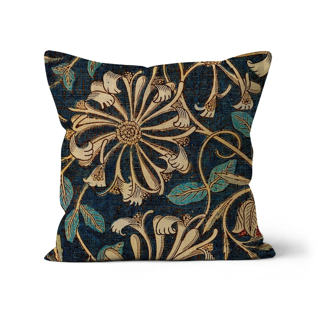 Honeysuckle 3 - William Morris Cushion - Decorative Throw Pillow - Linen / 18’x18’ - Throw Pillows - Aesthetic Art