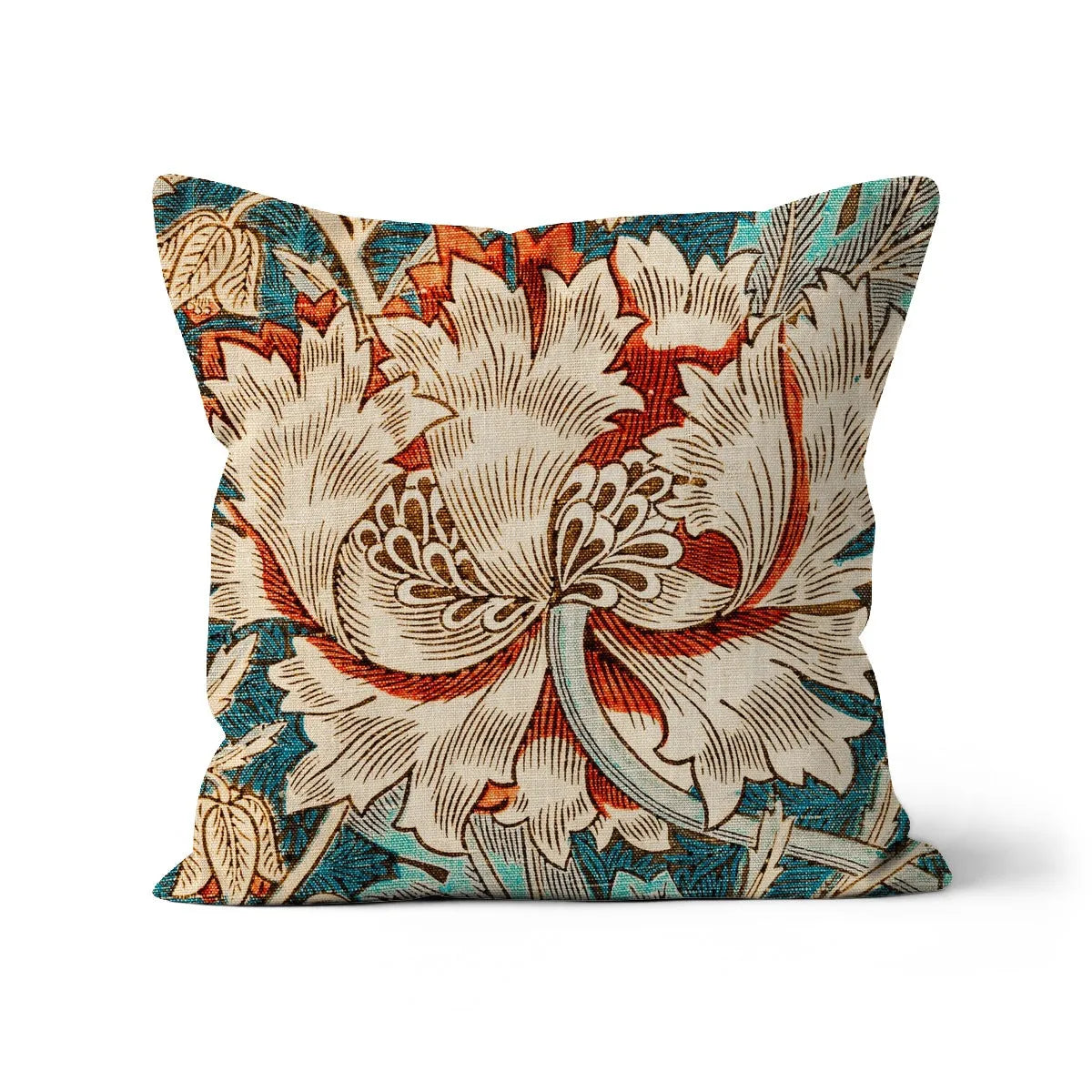 Honeysuckle Too - William Morris Cushion - Decorative Throw Pillow - Linen / 18’x18’ - Throw Pillows - Aesthetic Art