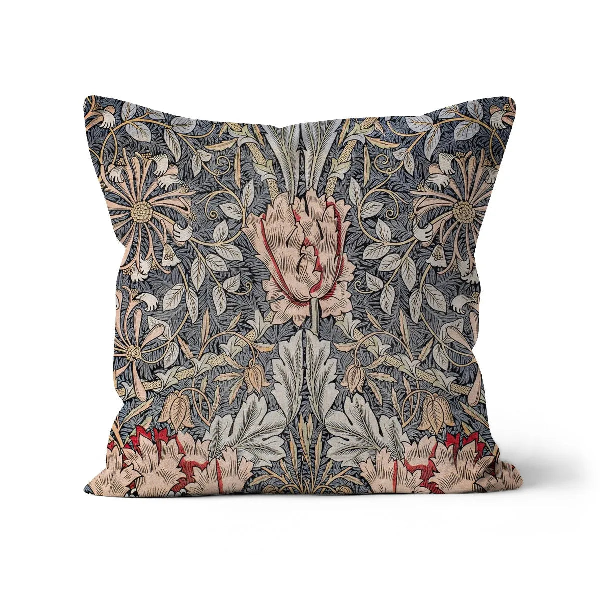Honeysuckle - William Morris Cushion - Decorative Throw Pillow - Linen / 18’x18’ - Throw Pillows - Aesthetic Art