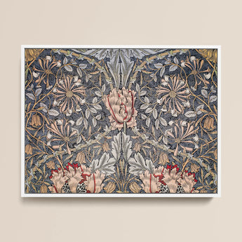 Honeysuckle - William Morris Floral Art Print / Canvas, 16x12’’ / 41x31cm / White Frame, Posters Prints & Visual Artwork, Toby Leon