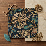 Honeysuckle - William Morris Floral Art Print / Canvas Dark Blue Textile Intricate Cream Teal Floral Patterns William Morris Floral,