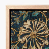 Framed Artwork Detailed Floral Design Gold Teal Dark William Morris, Honeysuckle Pattern Art, Victorian Elegance
