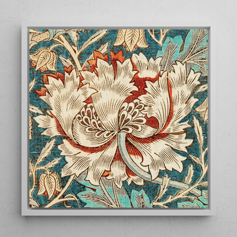 Honeysuckle - William Morris Floral Art Print / Canvas Framed Artwork Detailed Stylized Floral Design Cream Rust William Morris’s Artistry,