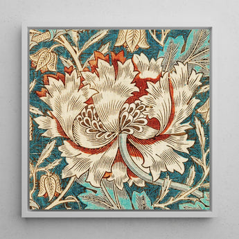 Honeysuckle - William Morris Floral Art Print / Canvas Framed Artwork Detailed Stylized Design Cream Rust Morris’s Artistry, Arts Prints