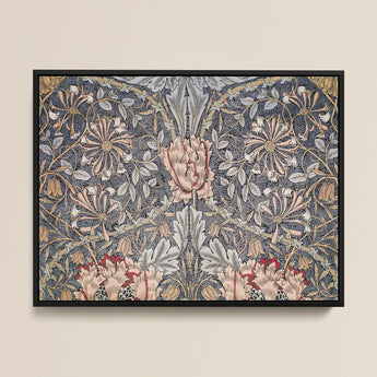 Honeysuckle - William Morris Floral Art Print / Canvas Framed Artwork Intricate Design Central Pink Tulip Morris’s Botanical, Wonderland,
