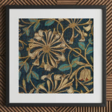 Honeysuckle - William Morris Floral Art Print / Canvas Framed Artwork Intricate Pattern Cream Teal Deep, Victorian Elegance Prints
