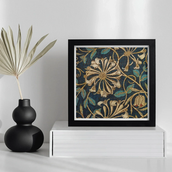 Honeysuckle - William Morris Floral Art Print / Canvas Framed Floral Art Print Gold Teal Botanical Patterns William Morris Floral,