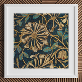 Honeysuckle - William Morris Floral Art Print / Canvas Framed Piece Art Intricate Floral Pattern Cream Teal William Morris Floral,