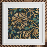 Honeysuckle - William Morris Floral Art Print / Canvas Framed Piece Intricate Pattern Cream Teal, Victorian Elegance Prints