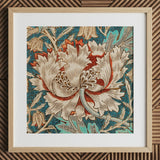 Honeysuckle - William Morris Floral Art Print / Canvas Framed Textile Artwork Stylized Design Cream Red Morris’s Artistry, Arts Prints