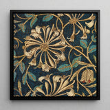 Honeysuckle - William Morris Floral Art Print / Canvas Square-framed Artwork Intricate Pattern Cream Teal Deep, Victorian Elegance Prints