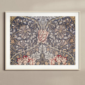Honeysuckle - William Morris Floral Art Print / Canvas, 16x12’’ / 41x31cm / Natural Frame / Matboard, Posters Prints & Visual Artwork, Toby