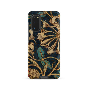 Honeysuckle - William Morris Floral Phone Case Samsung Galaxy S20 / Matte Phone Case Intricate Floral Design Gold Teal Dark William
