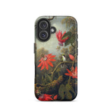 Hummingbird and Passionflowers - Martin Johnson Heade Phone Case Iphone 16 / Matte Hummingbird Passionflower Phone Case Martin Johnson