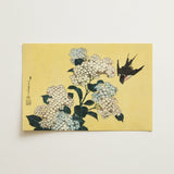 Hydrangea & Swallow - Hokusai Ukiyo-e Woodblock Art Print / Canvas, 18x12’’ / 46x31cm / Unframed / no Border, Posters Prints Visual