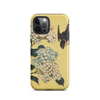 Hydrangea & Swallow - Hokusai Woodblock Art Phone Case, Iphone 12 Pro / Matte, Mobile Cases, Toby Leon