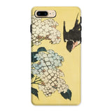Hydrangea & Swallow - Hokusai Woodblock Art Iphone Case, 8 Plus / Matte, Phone Case Japanese-style Floral Bird Design Yellow Background