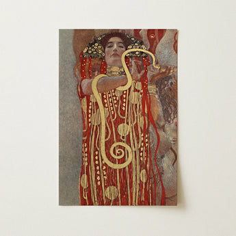 Hygieia - Gustav Klimt Ancient Goddess Art Print / Canvas Rectangular Art Print Woman Ornate Red Gold Gown Gustav Klimt’s Hygieia, Medicine