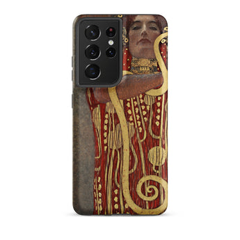Hygieia - Gustav Klimt Greek Goddess Phone Case Samsung Galaxy S21 Ultra / Matte Red Gold Art Nouveau Phone Case Woman Ornate Gustav Klimt