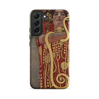 Hygieia - Gustav Klimt Greek Goddess Phone Case Samsung Galaxy S22 Plus / Matte Red Gold Art Nouveau Phone Case Woman Ornate Gustav Klimt