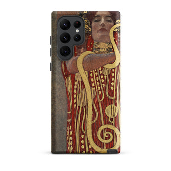 Hygieia - Gustav Klimt Greek Goddess Phone Case Samsung Galaxy S22 Ultra / Matte Red Gold Art Nouveau Phone Case Woman Ornate Gustav Klimt