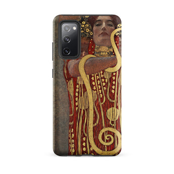 Hygieia - Gustav Klimt Greek Goddess Samsung Case, Galaxy S20 Fe / Matte, Black Smartphone Case Red Gold Gustav Klimt-style Painting