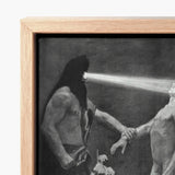 Hypnosis - Sascha Schneider Art Print / Canvas Black-and-white Framed Artwork Muscular Figure Long Dark Hair Hypnotist Exudes Sculptural,
