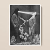 Hypnosis - Sascha Schneider Art Print / Canvas Black-and-white Framed Artwork Dramatic Scene Two Figures Light Hypnotist Exudes Sculptural,