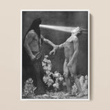 Hypnosis - Sascha Schneider Art Print / Canvas Black-and-white Framed Artwork Dramatic Scene Two Figures Light Hypnotist Exudes Sculptural,