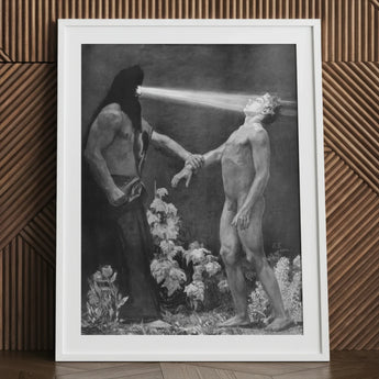 Hypnosis - Sascha Schneider Art Print / Canvas Framed Black White Artwork Robed Figure Light Eyes Hypnotist Exudes Sculptural, Invisible