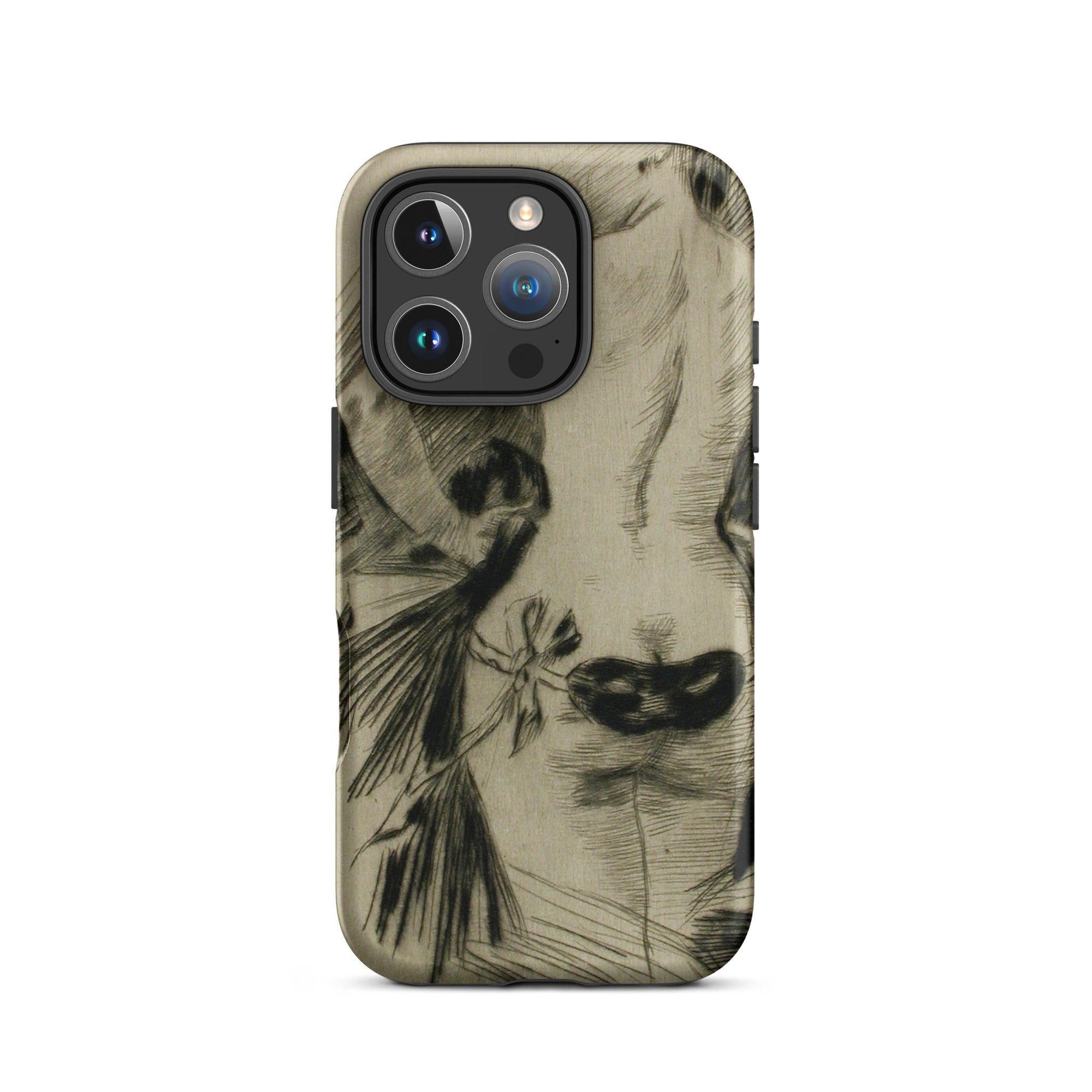 Hypocrisy - Felicien Rops Erotic Satire Iphone Case, 16 Pro / Matte, Smartphone Case Floral Sketch
