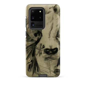 Hypocrisy - Felicien Rops Erotic Satire Phone Case Samsung Galaxy S20 Ultra / Matte Beige Phone Case Detailed Black-and-white Sketch