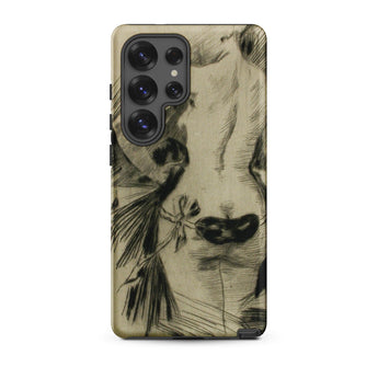 Hypocrisy - Felicien Rops Erotic Satire Phone Case Samsung Galaxy S25 Ultra / Matte Black-and-white Sketch-style Phone Case Detailed Cow’s