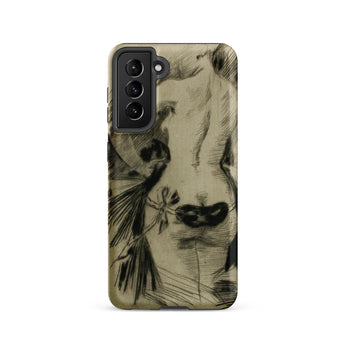 Hypocrisy - Felicien Rops Erotic Satire Phone Case Samsung Galaxy S21 / Matte Black-and-white Sketch-style Phone Case Detailed Lion’s Face