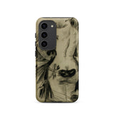 Hypocrisy - Felicien Rops Erotic Satire Phone Case Samsung Galaxy S23 / Matte Phone Case Detailed Black-and-white Sketch Cow’s Face Floral