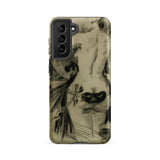 Hypocrisy - Felicien Rops Erotic Satire Phone Case Samsung Galaxy S21 Fe / Matte Phone Case Sketch-style Illustration Cow’s Face Black