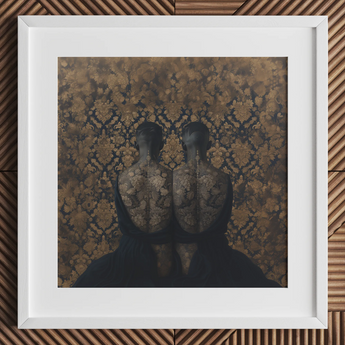Ibeji - Stampa artistica di gemelli vittoriani gay neri / Tela, 12x12’’ / 31x31cm / Cornice bianca / Matboard, Poster, stampe e arte visiva, Toby Leon