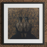 Ibeji - Black Gay Victorian Twins Art Print / Canvas Gold Floral Patterned Framed Artwork Yoruba Meeting, Matched Reliquaries Prints