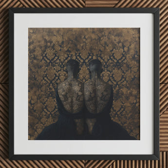 Ibeji - Black Gay Victorian Twins Art Print / Canvas Gold Floral Patterned Framed Artwork Yoruba Meeting, Matched Reliquaries Prints