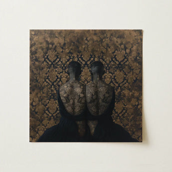 Ibeji - Black Gay Victorian Twins Art Print / Canvas Square Painting Two Dark Figures Intricate Gold Yoruba Meeting, Matched Reliquaries