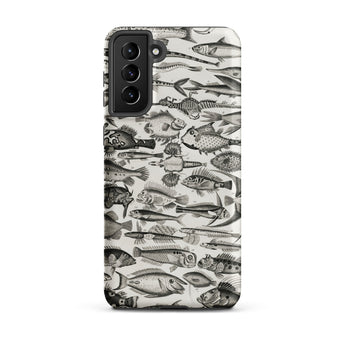 Ichthyology - Oliver Goldsmith Samsung Case, Galaxy S21 Plus / Matte, White Phone Case Black-and-white Fish Pattern