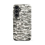 Ichthyology - Oliver Goldsmith Samsung Case, Galaxy S24 Plus / Matte, Smartphone Case Black White Print Fish Species