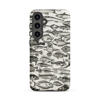 Ichthyology - Oliver Goldsmith Samsung Case, Galaxy S24 Plus / Matte, Smartphone Case Black White Print Fish Species