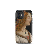 Geïdealiseerd portret van een dame - Sandro Botticelli Iphone Case, 12 Mini / Mat, Mobiele telefoonhoesjes, Toby Leon