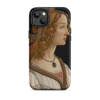 Geïdealiseerd portret van een dame - Sandro Botticelli Iphone Case, 14 Plus / Mat, Mobiele telefoonhoesjes, Toby Leon