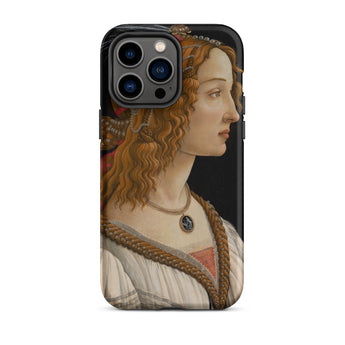 Geïdealiseerd portret van een dame - Sandro Botticelli Iphone Case, 14 Pro Max / Mat, Mobiele telefoonhoesjes, Toby Leon