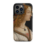 Geïdealiseerd portret van een dame - Sandro Botticelli Iphone Case, 14 Pro Max / Mat, Mobiele telefoonhoesjes, Toby Leon